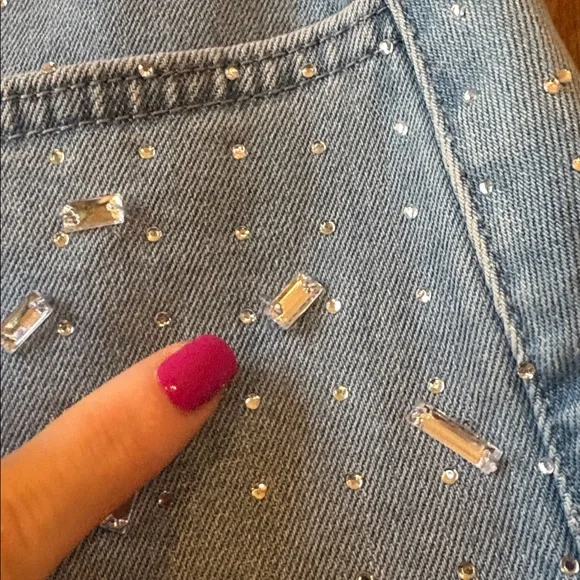 NWT Gianni Bini Rhinestone Mini Denim Skirt - Picture 5 of 12